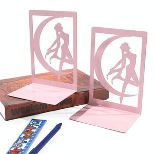 Sailor moon Pretty Guardian Magical Girl Anime Crescent Moon Pink Metal Bookends